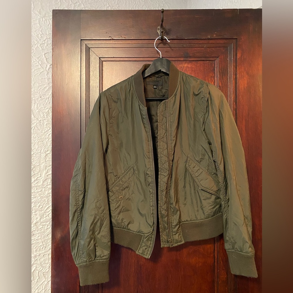 Olive green bomber jacket. Size small.